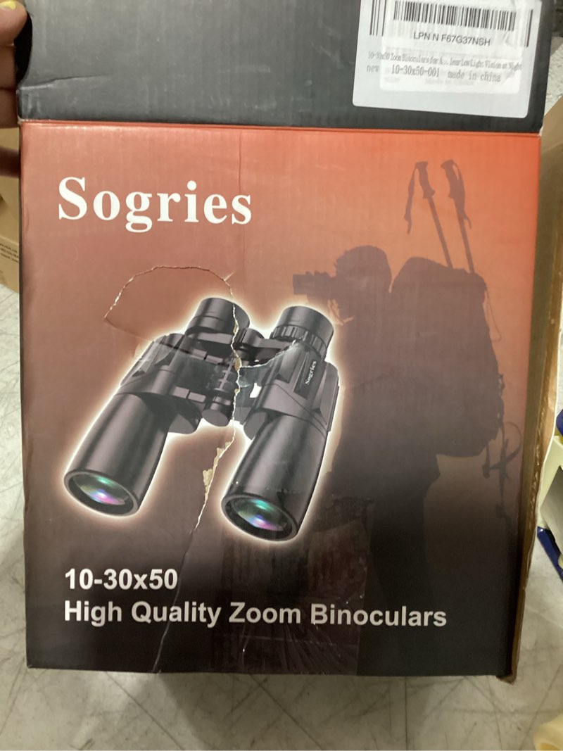 Condition photo showing As Is for 10-30x50 zoom binoculars for adults, high powered military binoculars for bird watching traveling hunting concerts with large view,bak4,fmc lens,clear low light vision at night