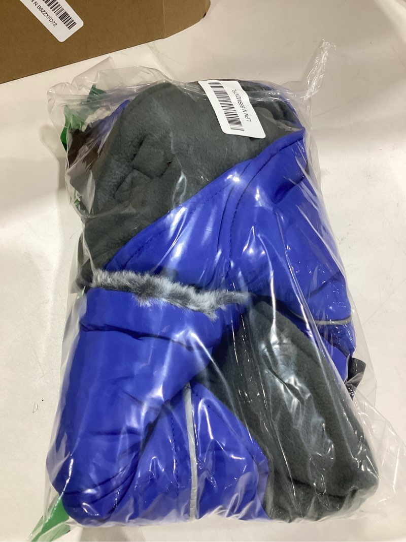 Condition photo showing As Is for DENTRUN Winter Warm Dog Coat Reflective Jacket with Turtleneck for Cold Weather, Adjustable Buckle Windproof Water Repellent, Thick Snowsuit Fleece Vest for Small, Medium, Large Dogs, Blue, L Large Blue