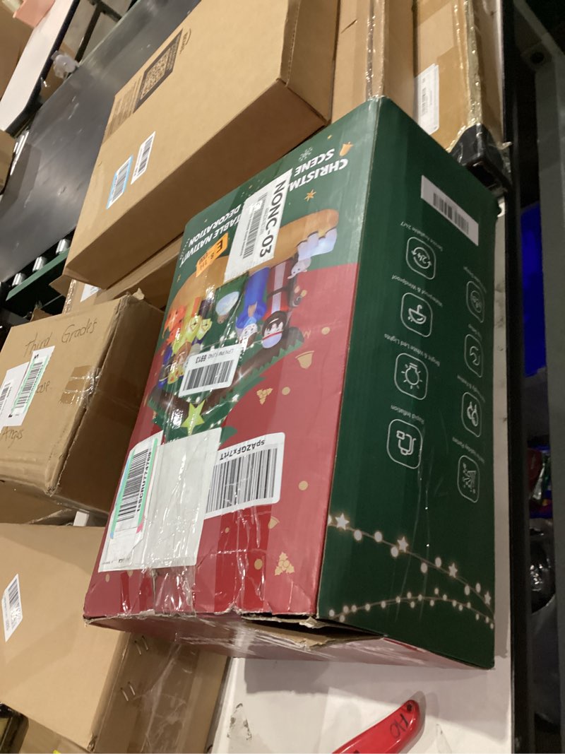 Condition photo showing New/Like New for 8FT Christmas Inflatables Nativity Scene Outdoor Decorations with LED Lights, Large Nativity Set, Blow Up Christmas Inflatable Decorations for Xmas Party Lawn 8FT Christmas Nativity Scene