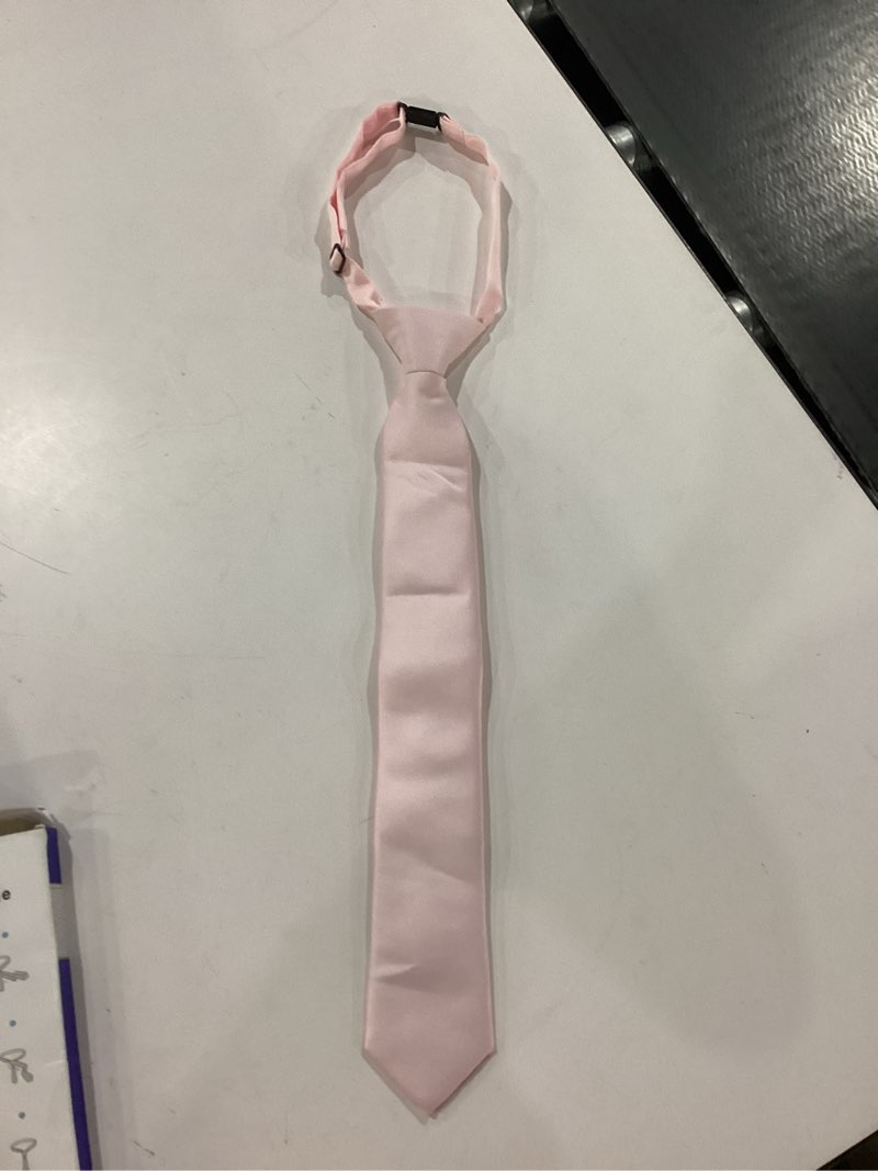 UETLRO Boys Light Pink Tie Pre-tied Adjustable Kids Solid Color Necktie for Age 8-12 Years with Gift