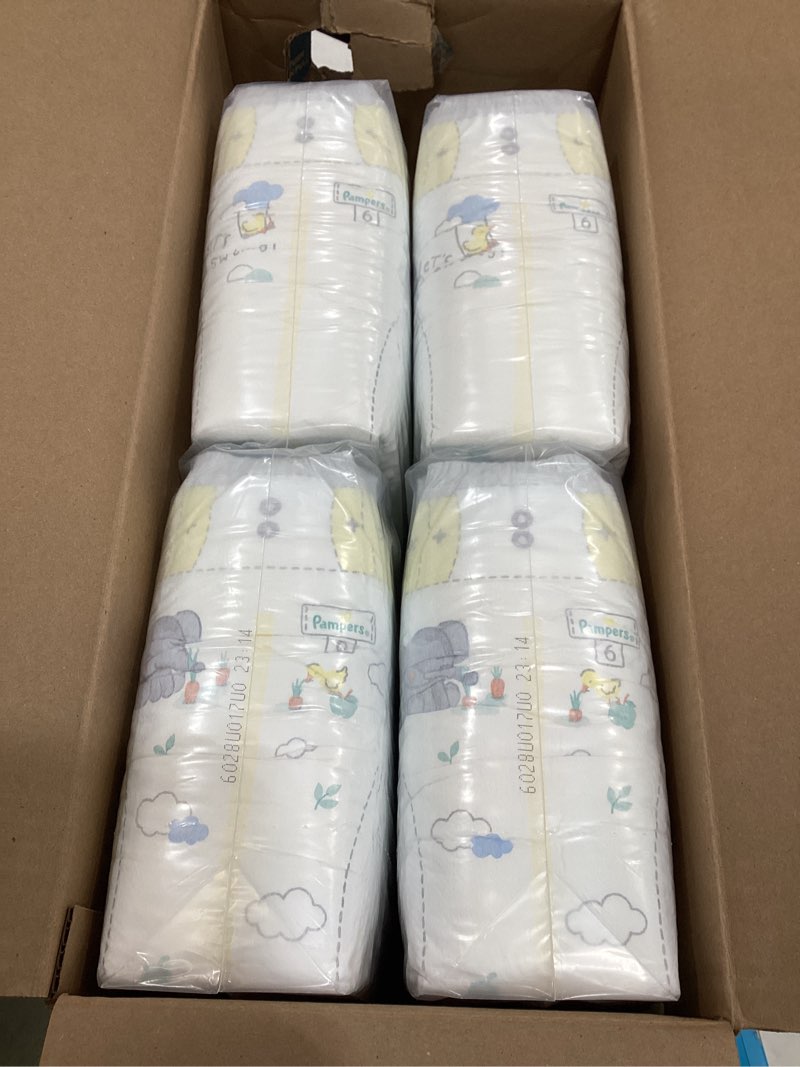 Condition photo showing New/Like New for pampers swaddlers diapers, size 6 (23-44 lbs), 108 count, absorbent, keeps baby dry and comfortable, skin safe disposable baby diaper (packaging may vary) size 6 108