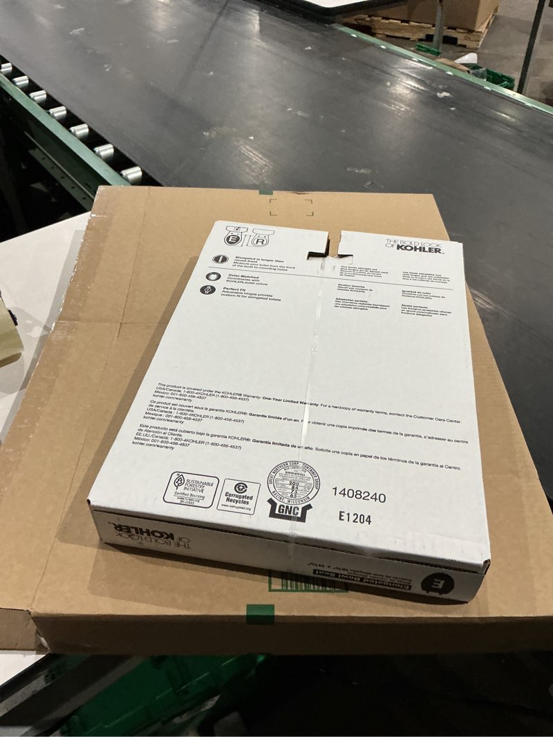 Condition photo showing New/Like New for kohler 4636-rl-0 cachet readylatch elongated toilet seat slow close, soft close toilet seat quiet lid, contoured grip-tight bumpers installation hardware, apartment essentials, white white elongated ready latch
