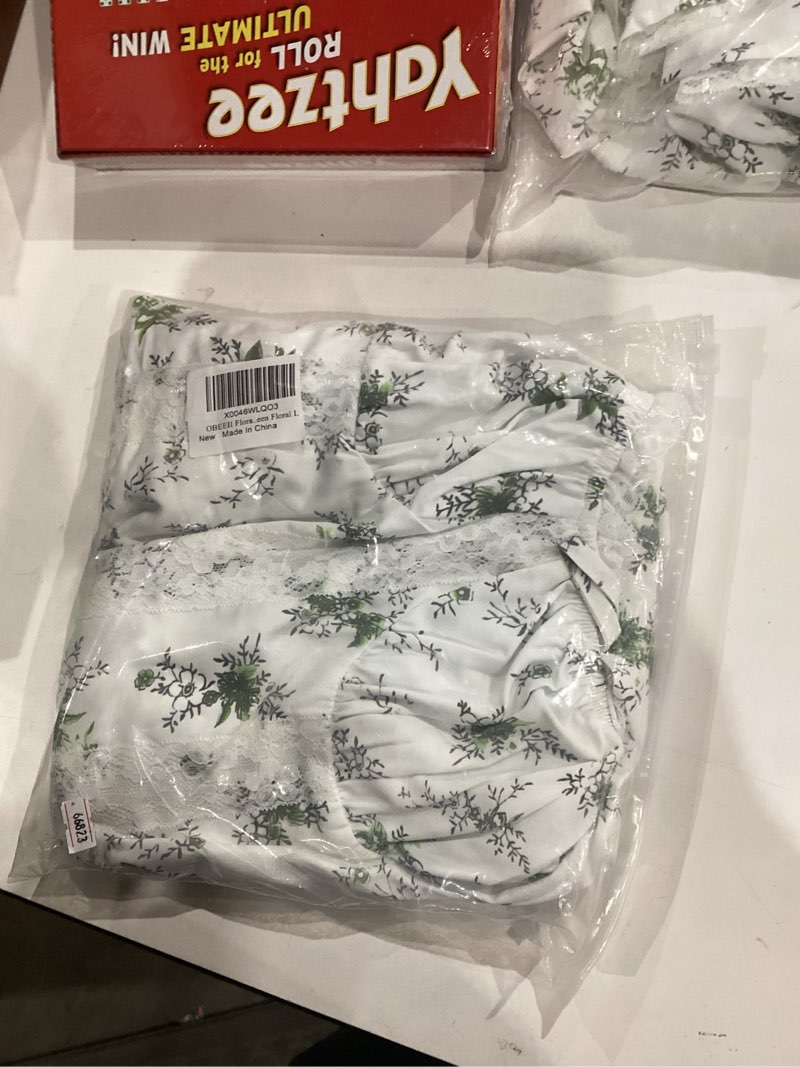 Condition photo showing New/Like New for OBEEII Womens Corset Mini Dress Sexy Sleeveless Backless Low Cut Lace Short Dress Ruffle Summer Sundress Large Green Floral