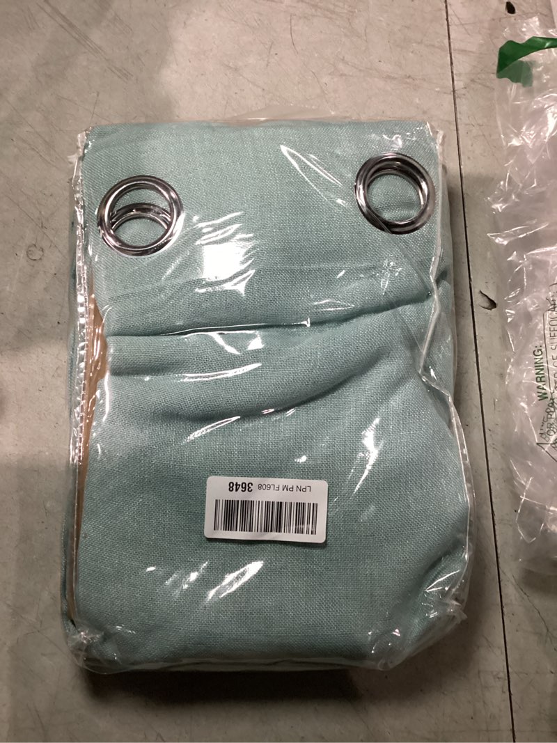 Condition photo showing Good Condition for MIULEE Aqua Linen Curtains 84 Inch Length 2 Panels for Bedroom Living Room, Soft Thick Linen Textured Window Drapes Semi Sheer Light Filtering Grommet Top Burlap Look Farmhouse Decor Light Teal