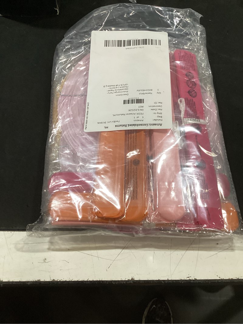 Condition photo showing New/Like New for pink-orange party-decorations paper-flowers lanterns - 15pcs fall wedding birthday tissue pom poms streamers, boho baby bridal shower graduation sunset hanging supplies decor hugfond light pink light orange rose