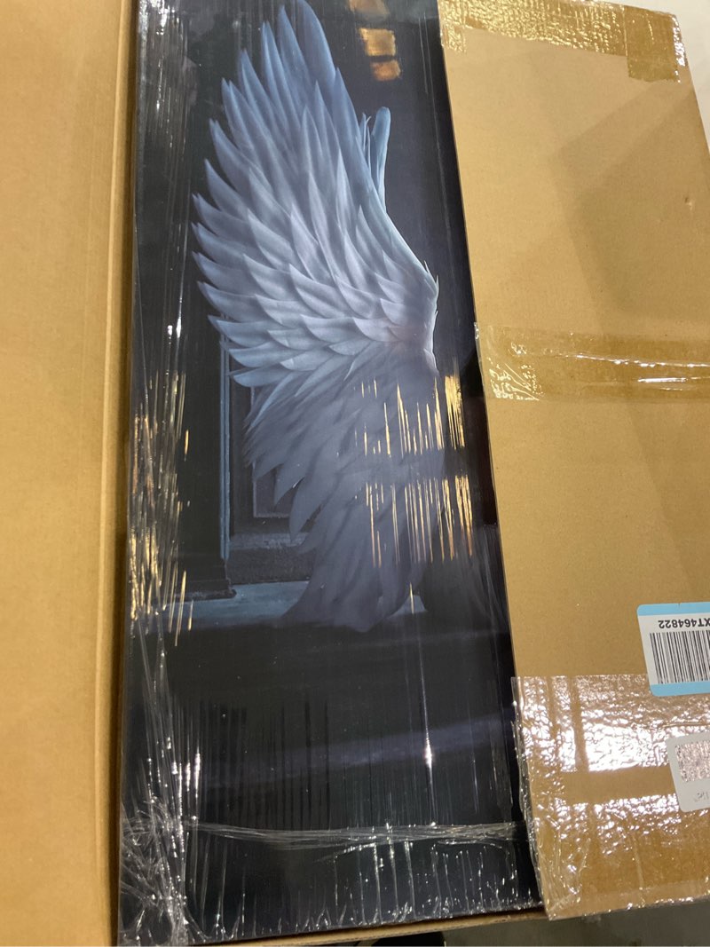 White Angel Painting Angel Wings Poster Modern Black and White Pictures Praying Woman Wall Art Dark 