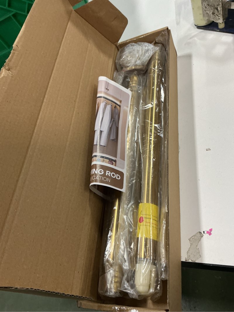 Condition photo showing New/Like New for Closet Rods For Hanging Clothes, 17-76 Inch Adjustable Closet Rod, Stainless Steel Heavy Duty Closet Hanging Rod-Gold Gold 17"- 76"