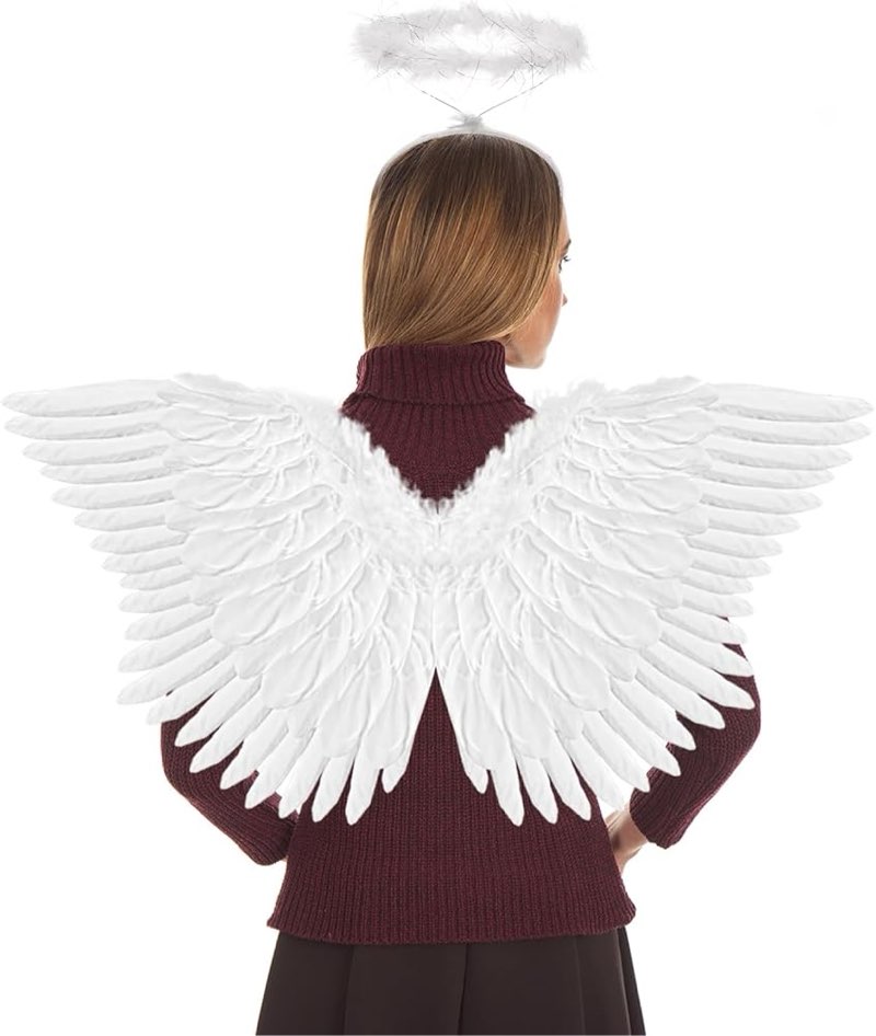 yieeonc large angel wings and halo for adult feather angel costume for women halloween cosplay costu