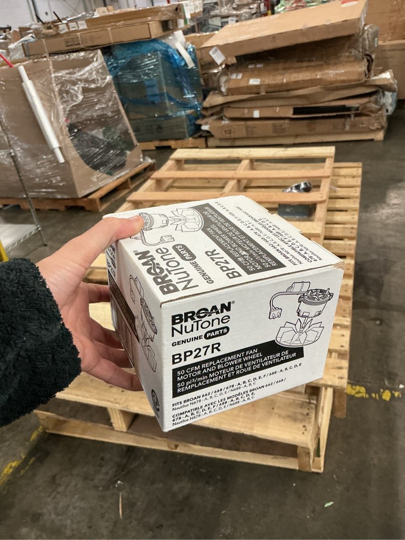 Condition photo showing New/Like New for broan-nutone 50 cfm fan motor & blower wheel