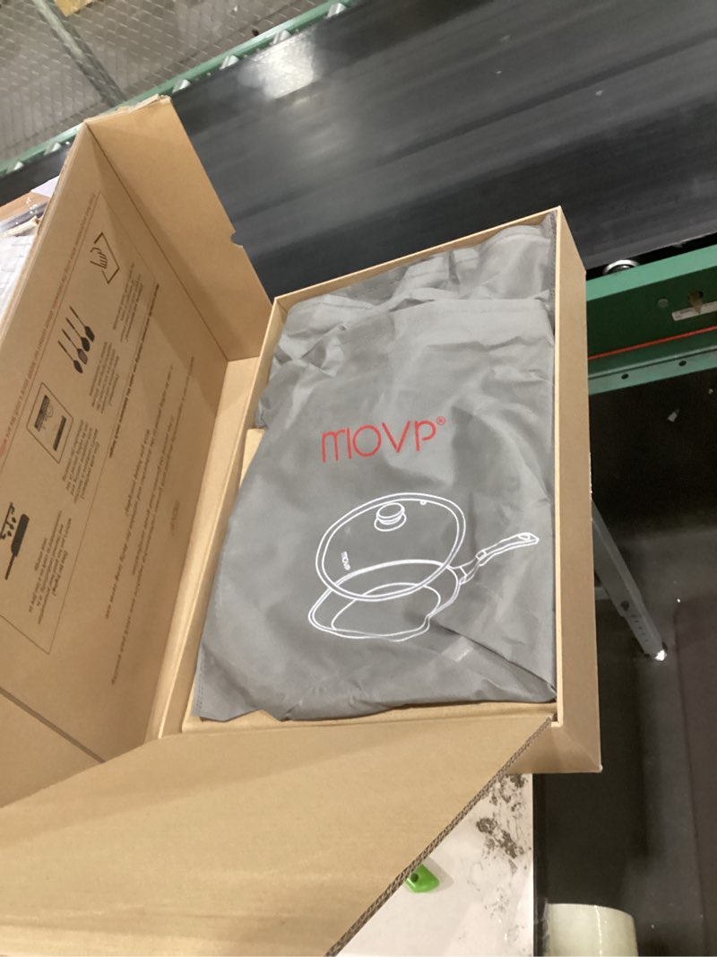 Condition photo showing New/Like New for frying pan nonstick skillet cookware: skillet 12-inch nonstick with lid stainless - non stick cooking frying pan induction compatible - handle cool pfoa-free for home camping kitchen party outdoor