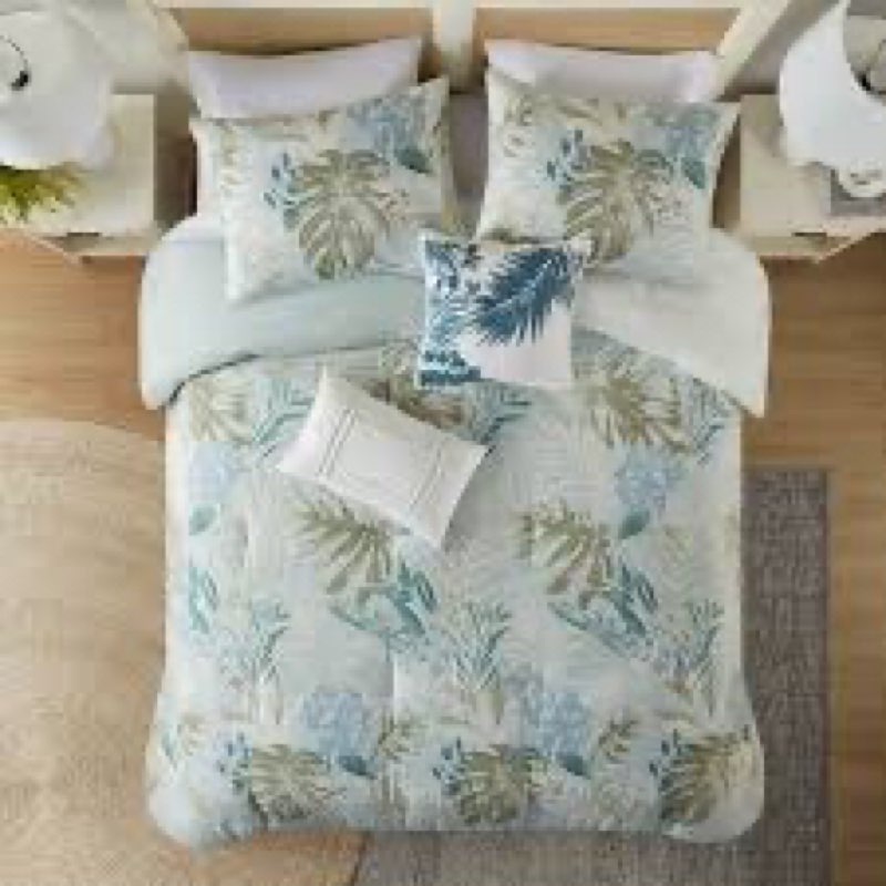 Kiawah Island 6 Piece Oversized Cotton Comforter Set with Throw Pillow