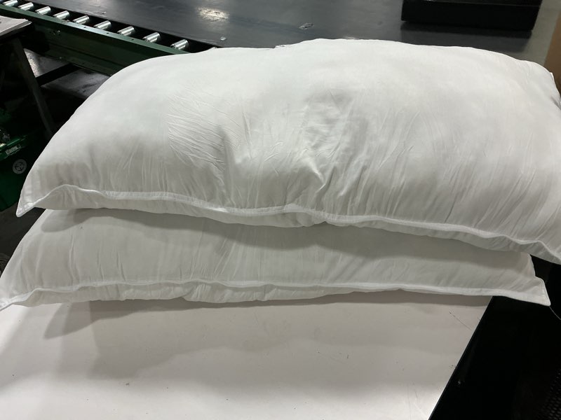 Condition photo showing As Is for Amazon Basics Down-Alternative Pillows for Stomach and Back Sleepers, Soft Density, 20 x 36 inches, 2-Pack, White King (Pack of 2) Soft Pillow