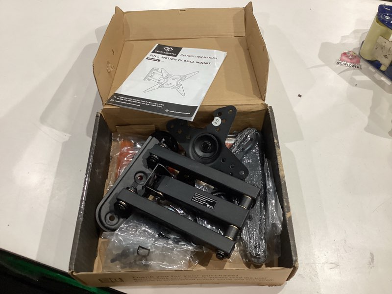 Condition photo showing Good Condition for similar to perlesmith full motion tv wall mount for 26-60 inch tvs, corner tv mount with articulating swivel tilt-single stud wall mount tv bracket vesa 400x400mm up to 77 lbs, perfect center design black 26-60\" tv wall mount