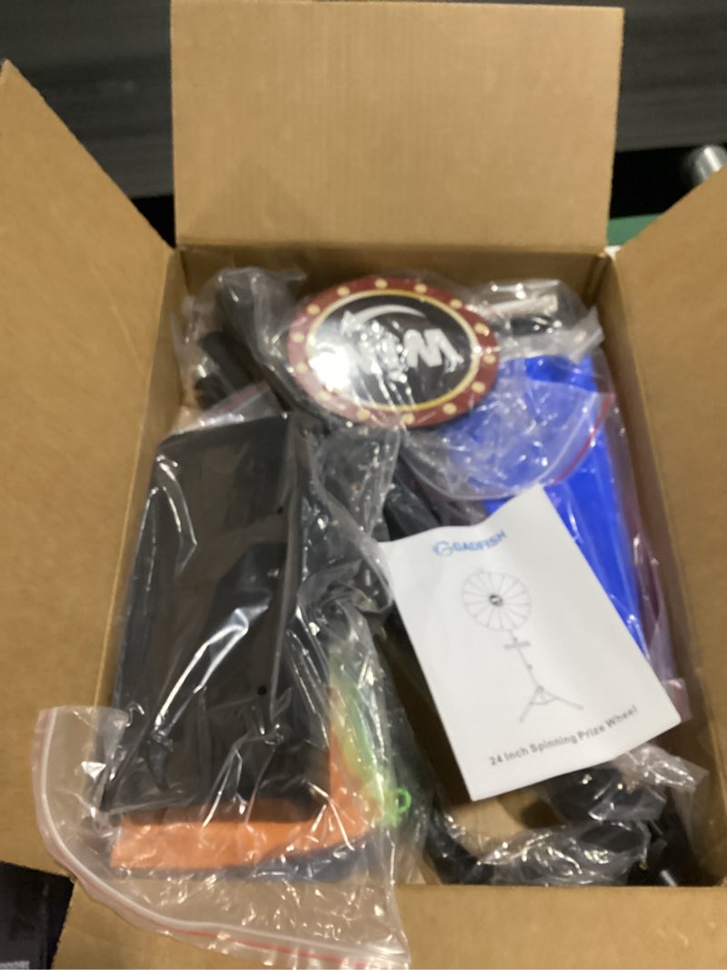 Condition photo showing New/Like New for 24-inch spinning prize wheel, ajustable 37"-65" height spinning wheel, storable prize wheel spinner with stand, wheel of fortune, spin wheel for prizes, 14 slots
