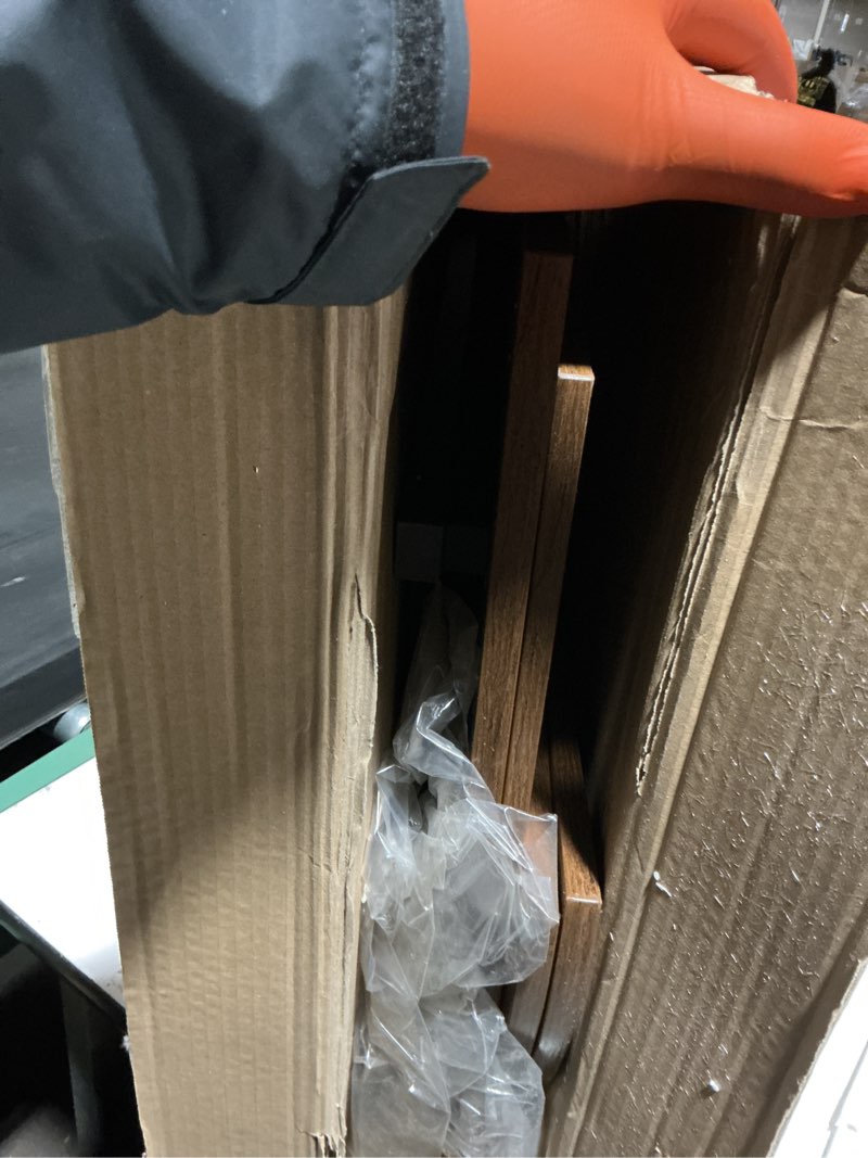 Condition photo showing As Is for saygoer folding coffee table for living room, small coffee tables with 2-tier storage, mid century modern center table for small space, farmhouse table square, dark brown