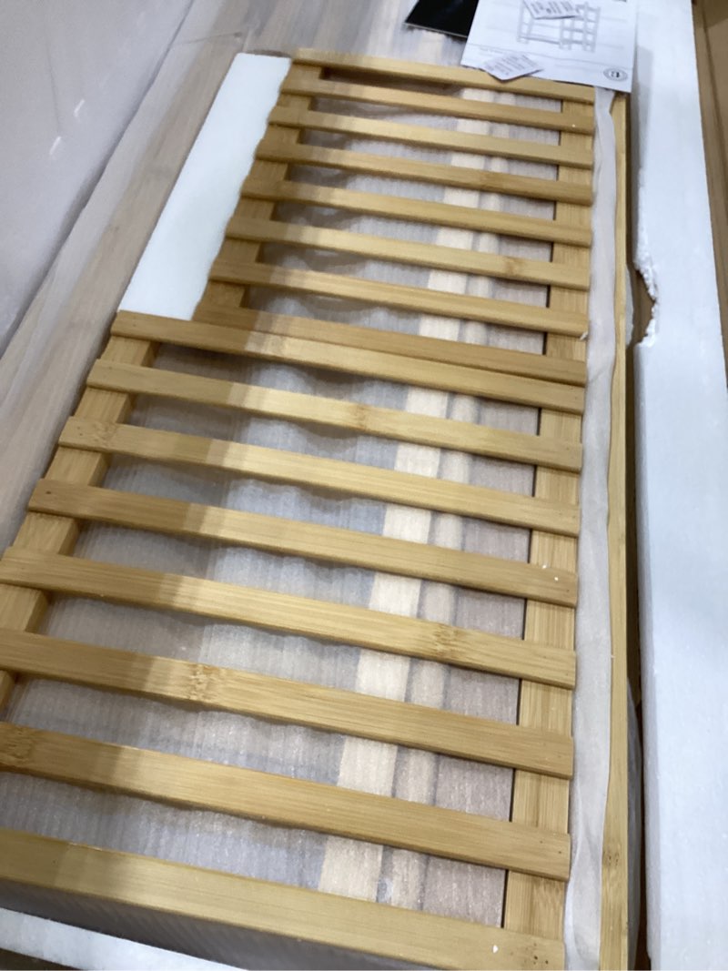 Condition photo showing Good Condition for Kids Clothing Rack with Shelves, Bamboo Clothes Garment Rack for Kids Child Baby, Kids Dress Up Storage Rack with Top Shelf, Toddlers Wardrobe Closet for Nursery (Medium Size)