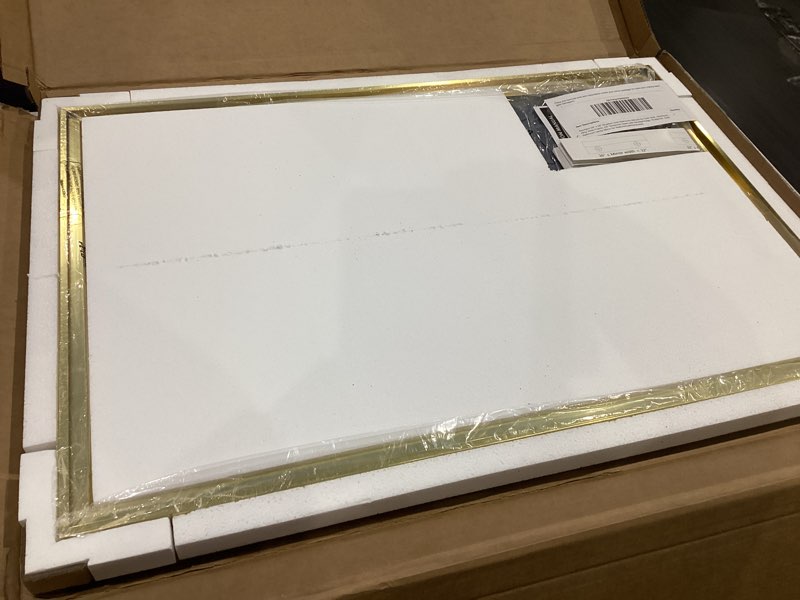 Condition photo showing New/Like New for keonjinn 24 x 36 inch brushed gold bathroom mirror gold wall mounted vanity mirror metal framed rectangular mirror for bathroom gold rectangle mirror with aluminum alloy frame(horizontal/vertical) brushed gold 36"l x 24"w