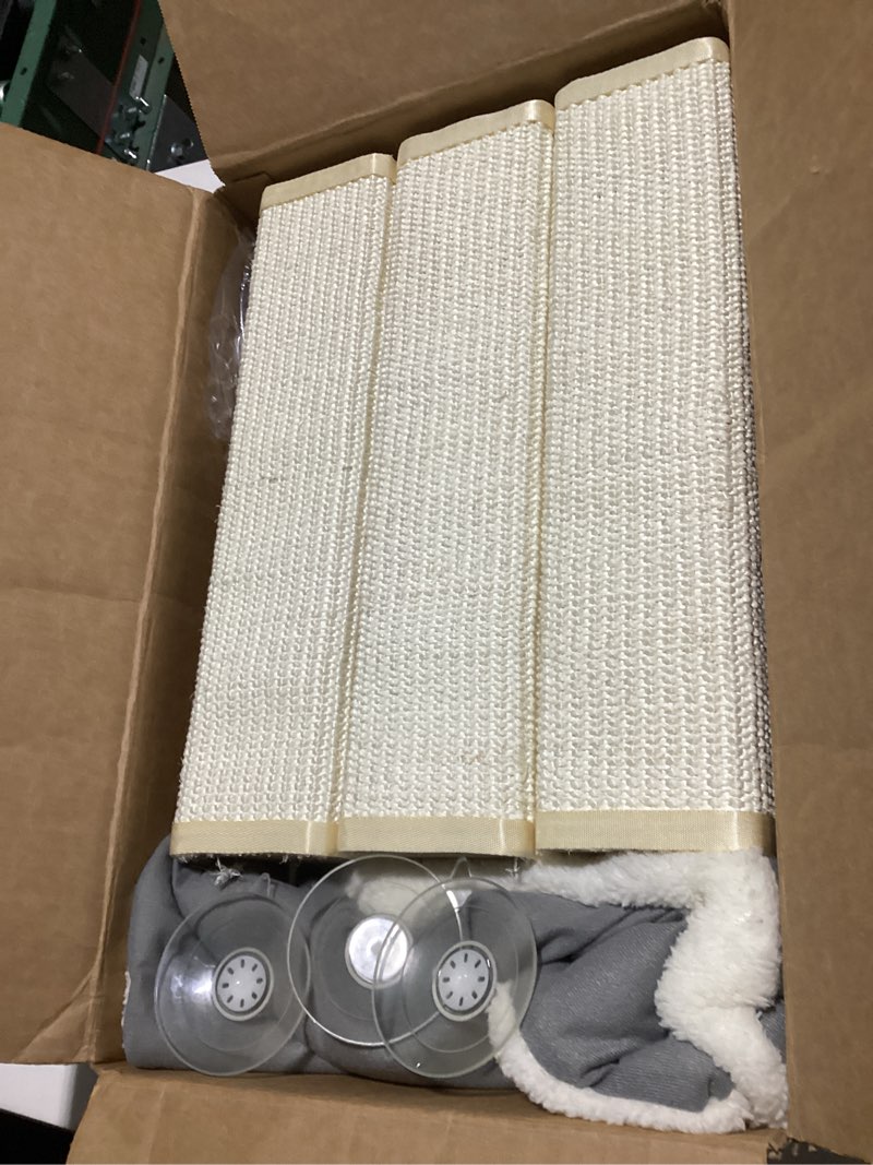 Condition photo showing Good Condition for Cat Window Perch with Thick Sisal Scratching Post, Cats Hammock for Window with 3 Upgrade Suction Cups, 55" Adjustable Tall Cat Scratching Post with Large Perch, Cats Window Bed with Fluffy Cushion Extra Large Sisal