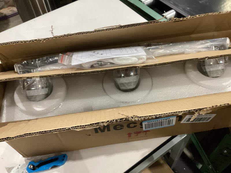 Condition photo showing Good Condition for stainless steel milk glass vanity lights for bathroom, 3 light chrome bathroom light fixtures over mirror, ceramic e26 sockets wall mounted chrome 3 light