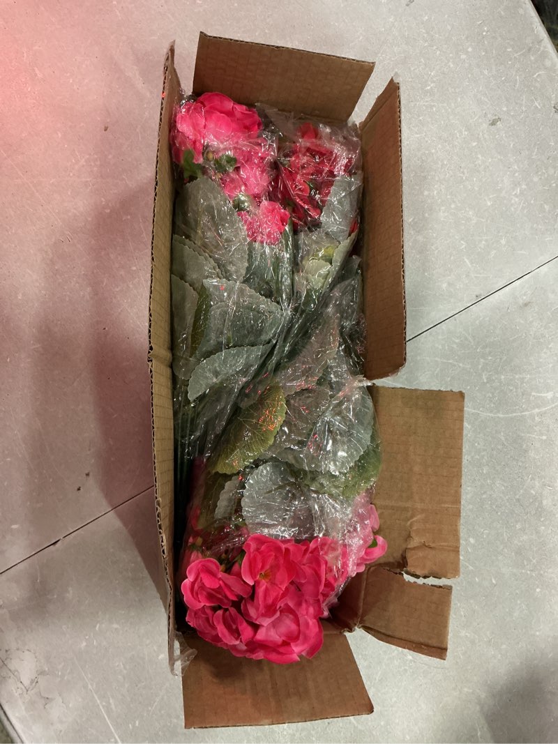 Condition photo showing New/Like New for waipfaru 12 pcs artificial fake flowers for outdoors, silk geraniums mix color flower, uv resistant outdoor faux plants for garden porch planter patio balcony yard indoor home decoration(6, mix color) multi color 12 pcs
