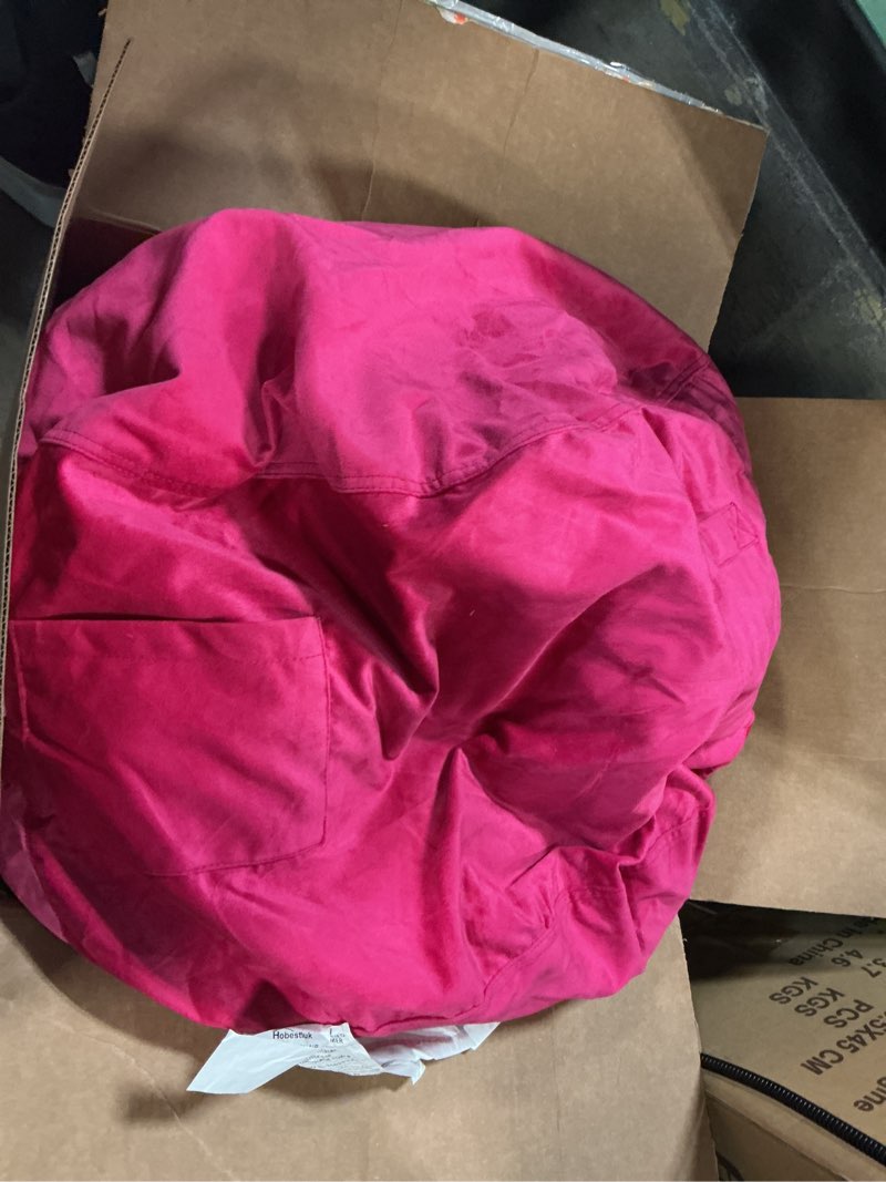 Condition photo showing As Is for Hobestluk Bean Bag Chairs 2.5FT Bean Bag Chair with Memory Foam Filled & Machine Washable Cover,Beanbag Chair, Small Bean Bag Chairs for Playroom, Living Room, Bedroom 2.5FT - 28.5" x 28.5" x 17.8" Pink