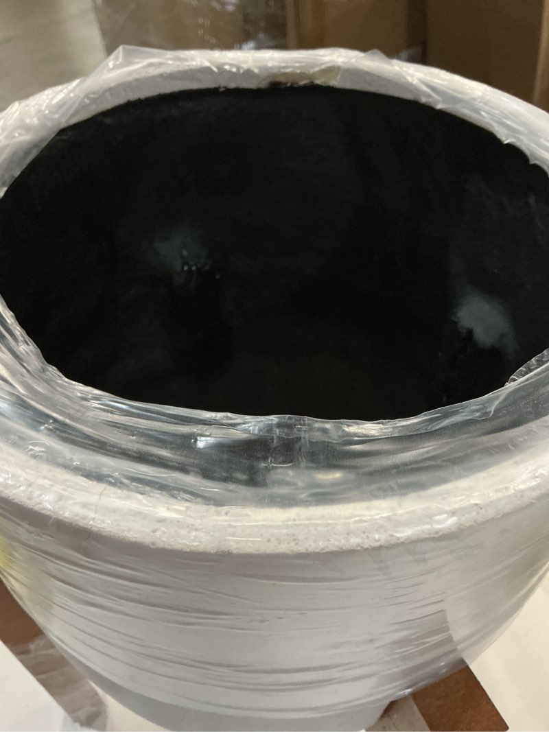 Condition photo showing As Is for origin 21 round 11.88-in w x 11.88-in l x 13-in h matte white mixed/composite indoor planter