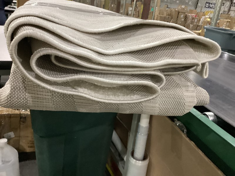 Condition photo showing Good Condition for JONATHAN Y Maribo High-Low Abstract Striped Cream/Ivory 10x14 Indoor/Outdoor Area Rug, Pet Friendly,