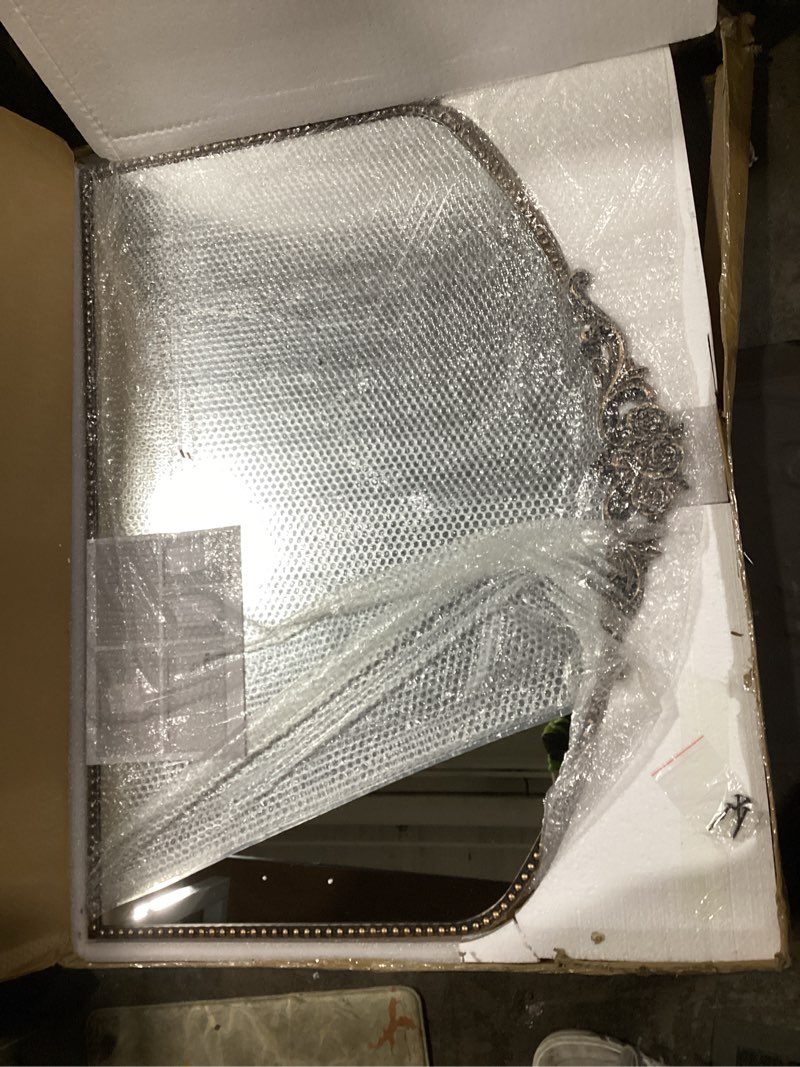Condition photo showing As Is for (similar) gold large arched mirror: 40\"x 30\" french baroque vintage mirror - traditional ornate antique mirrors for wall/mantel/bedroom/entryway/bathroom/hallway - home decor for fashion-conscious gold 30\"l x 40\"w