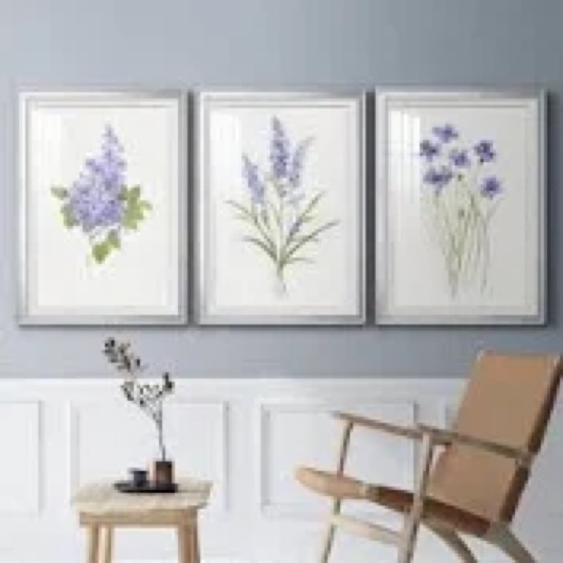 Dainty Botanical Lilac Premium Framed Canvas Ready To Hanging 3 piesas 19x24