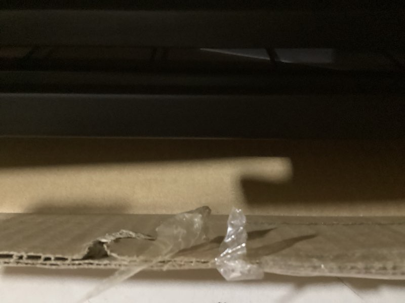 Condition photo showing As Is for Amazon Basics Bed Frame with Storage, Foldable Metal Platform, Sturdy Steel, No Box Spring Needed, 14-inch High, Tool-Free Setup, Twin Size, Black