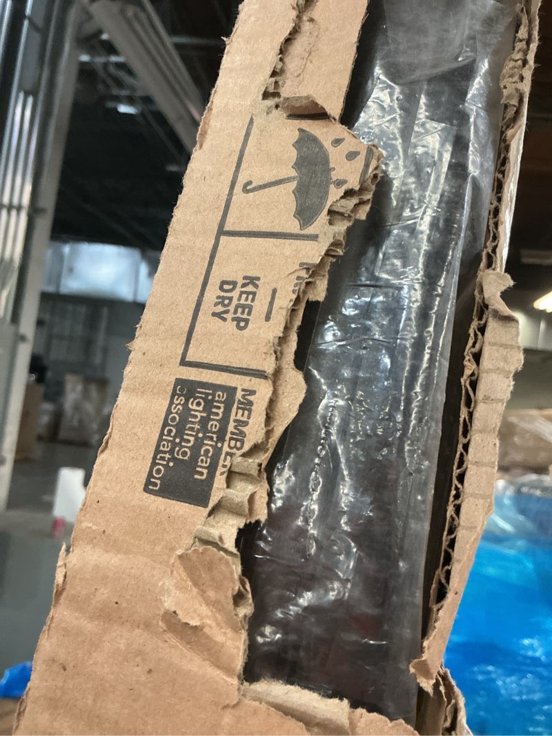 Condition photo showing As Is for generation lighting 7'post-gbz outdoor posts extruded aluminum outdoor post lantern outside fixture, grecian bronze finish bronze/dark