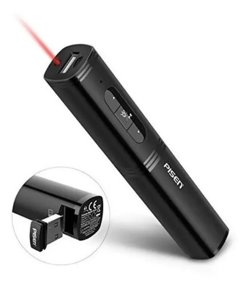 pisen rechargeable wireless presenter laser pointer & 2500mah power bank (2.4ghz remote control pen)