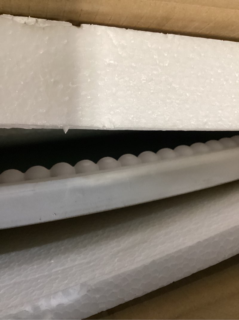 Condition photo showing Good Condition for 24" x 32" Wall Mount Wood Beaded Frame Oval Mirror, White Real Glass Modern Farmhouse Decorative Mirror for Bathroom Vanity, Entryway, Bedroom White Wood Beaded Frame Oval Mirror