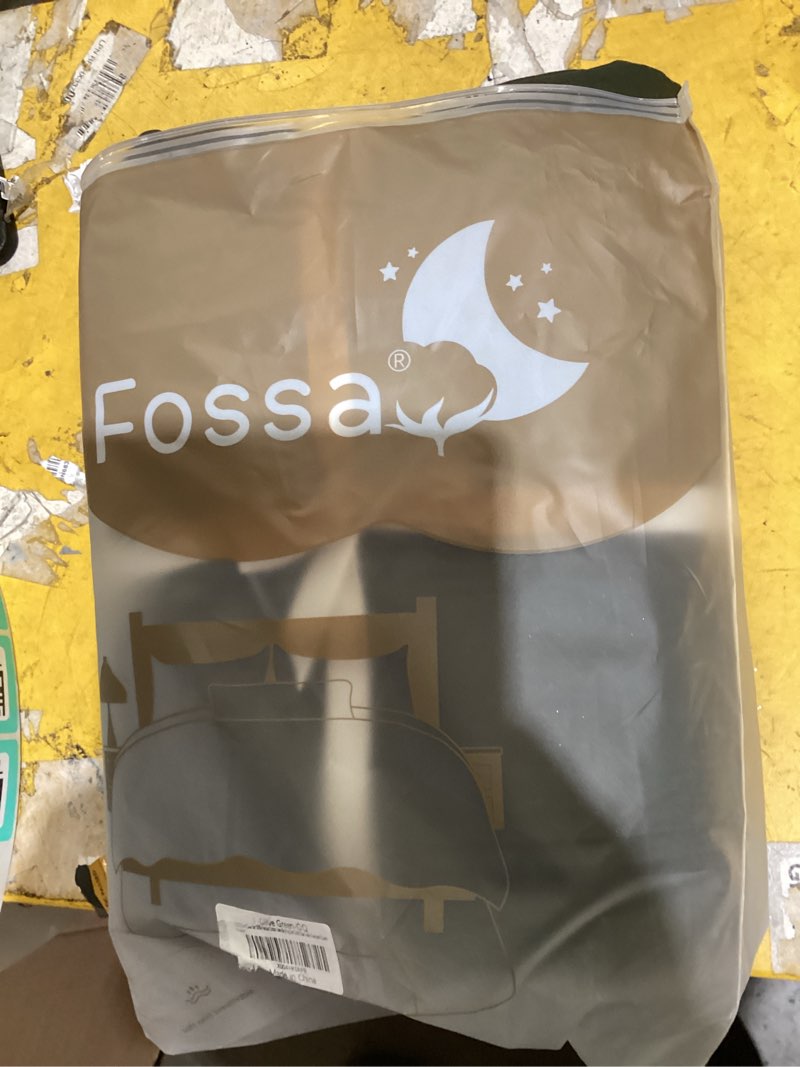 Condition photo showing Good Condition for fossa duvet cover set 100% washed cotton linen feel super soft breathable cozy 3 pieces bedding sets solid olive green oversized queen olive green (no comforter) oversized queen (98" × 98")