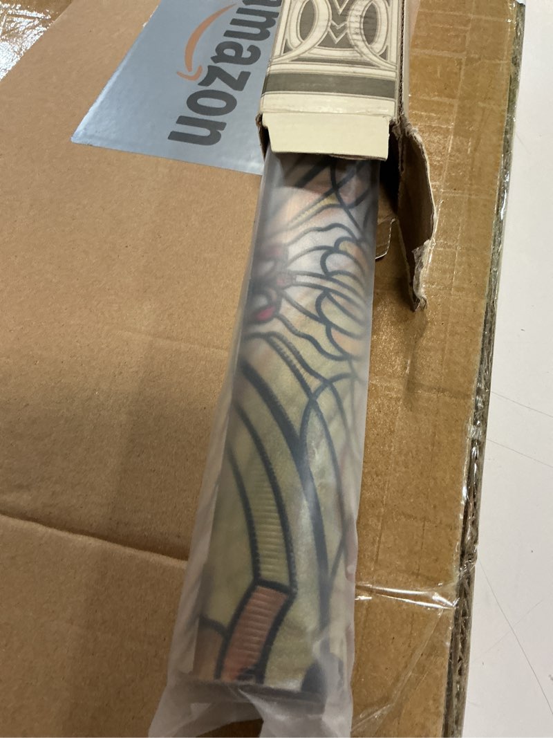 Condition photo showing Good Condition for 3d stained glass window film, decorative window privacy film for bathroom,front door,home, sun blocking heat control,static cling, golden ironwork 35.4inch x 78.7inch