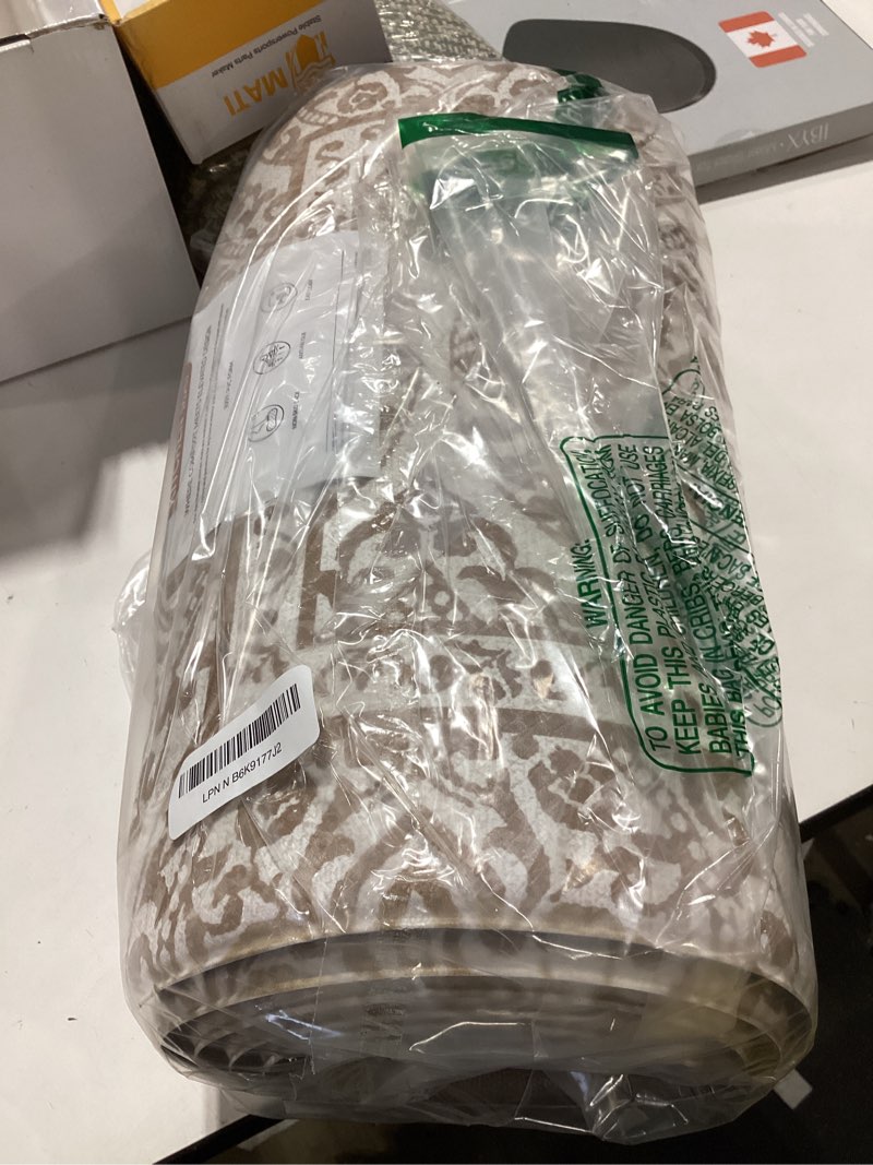 Condition photo showing New/Like New for FRESHMINT 2 Piece Set Boho Kitchen Mats for Floor Bohemian Distressed Anti Fatigue Kitchen Rugs Vintage Farmhouse Cushioned Kitchen Runners for Standing Waterproof & Non-Skid Comfort, Khaki Tan