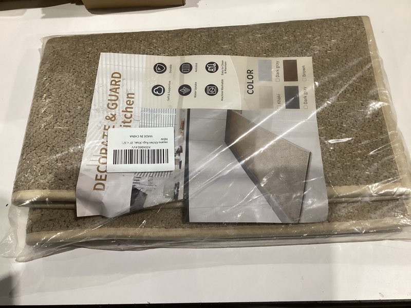 Condition photo showing New/Like New for Farmhouse Kitchen Rugs Kitchen Mats Non Slip Washable Kitchen Runner Rugs Non Skid Rubber Absorbent Kitchen Floor Mats for in Front of Sink, Door, Laundry, Entryway, Hallway (Khaki) 2'8" x 1'8" (Rectangular) Khaki