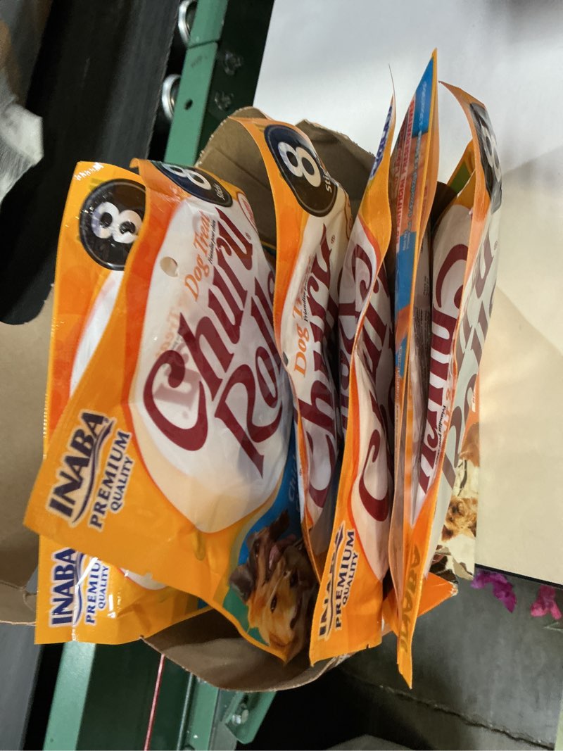 Condition photo showing Good Condition for (Best by 12-05-2026) INABA Churu Rolls for Dogs, Grain-Free, Soft/Chewy Baked Chicken Wrapped Churu Filled Dog Treats, 0.42 Ounces Each Stick| 48 Stick Treats Total (8 Sticks per Pack), Chicken with Cheese Recipe Chicken with Cheese Recipe 0.42 Ounce (Pack of 48)