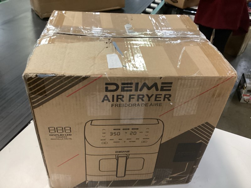 Condition photo showing New/Like New for air fryer 6.2 qt large capacity oilless hot air fryers oven 1500w healthy cooker with 10 presets, digital lcd touch screen, visual cooking window, non-stick basket, included recipe (silver-l)