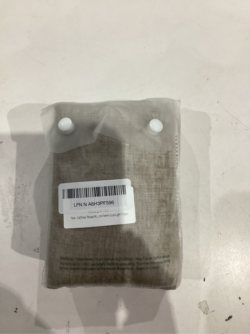 Condition photo showing New/Like New for calitime throw pillow covers decorative 18 x 18 inches pack of 2 cotton thread stitching edges solid dyed soft chenille cushion cases for couch sofa bed living room farmhouse light taupe light taupe 18" x 18" (pack of 2)