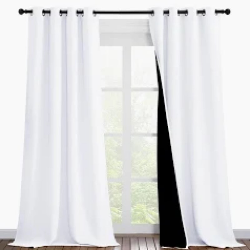 NICETOWN White Blackout Curtains 80 inches Long, Full Light Blocking Drapes with Black Liner for Nursery, Thermal Insulated Draperies for Hall, Villa (2 Pieces, 42" Wide Each Panel, Pure White) Pure White 42"W x 80"L (Pack of 2)