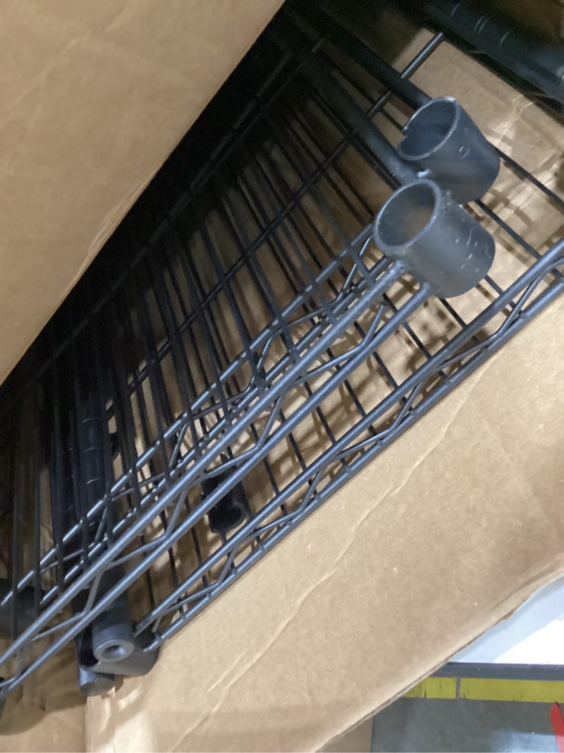 Condition photo showing As Is for 3-Shelf Adjustable Heavy Duty Storage Shelves,36" Wx14 Dx35.8 H Metal Organizer Wire Rack for Laundry Bathroom Kitchen Pantry Closet Garage Shelving Black No Wheels 3-Shelf