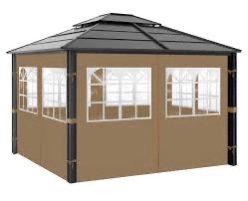 (Only cover) 12ft x 12ft Gazebo Curtains,Privacy Replacement Sidewall with Church Window,4-Panel Universal Shade 