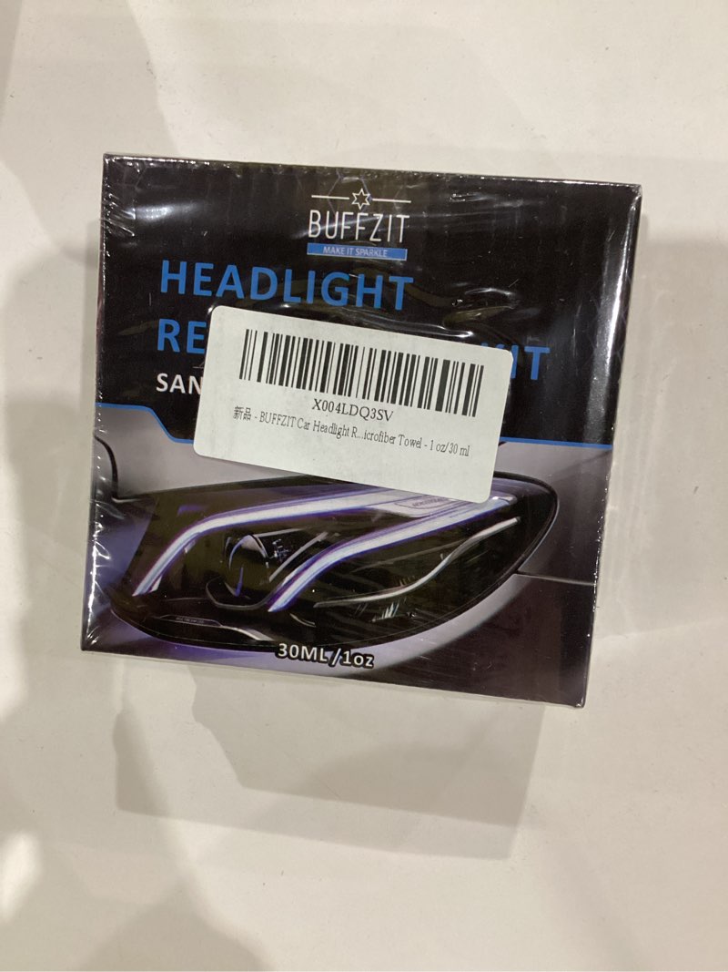 Condition photo showing New/Like New for Car Headlight Restoration Kit, Professional Cleaner & Restorer for Foggy, Cloudy, or Yellowed Headlights – Easy Oxidation Removal with 3X Sandpapers, 1x Foam Pad & 1x Towel, 30ml