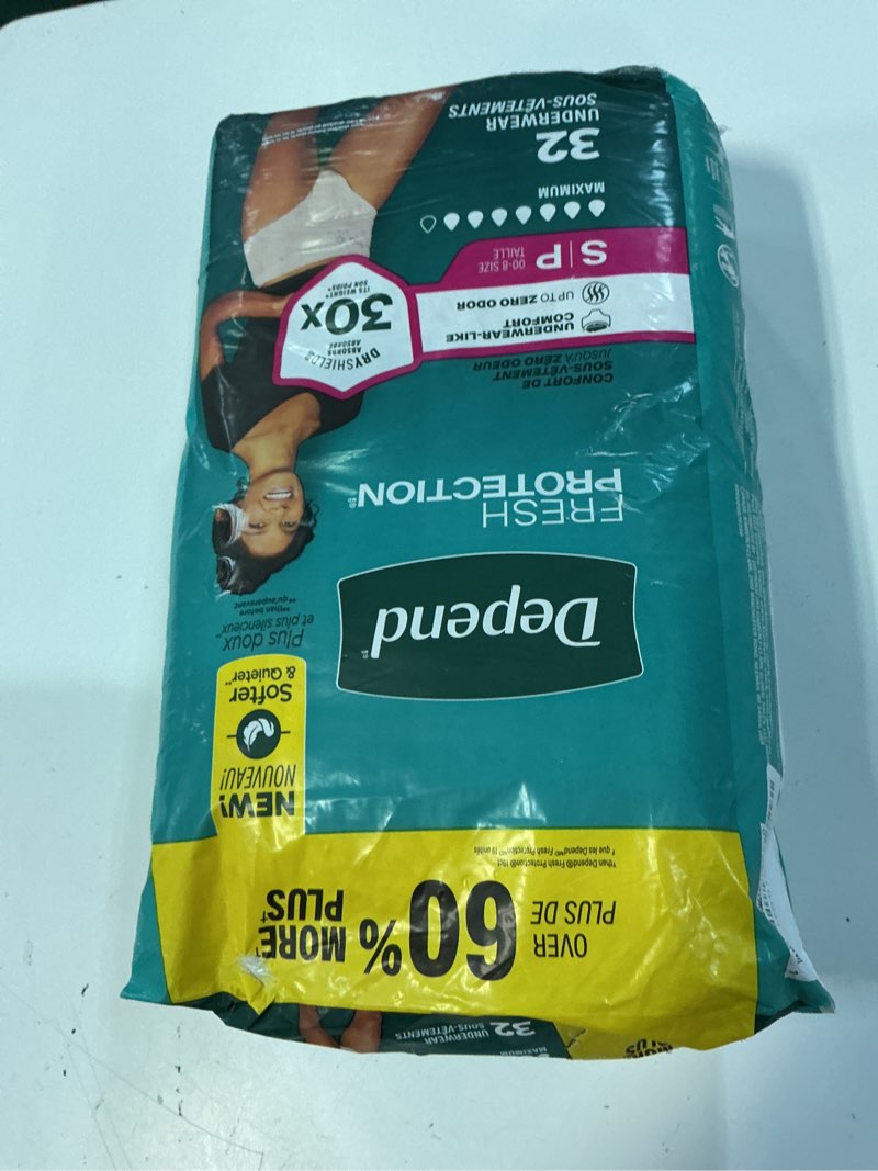Condition photo showing Good Condition for depend fresh protection adult diapers, incontinence underwear for women, disposable, maximum, small, blush, 32 count, packaging may vary small 32