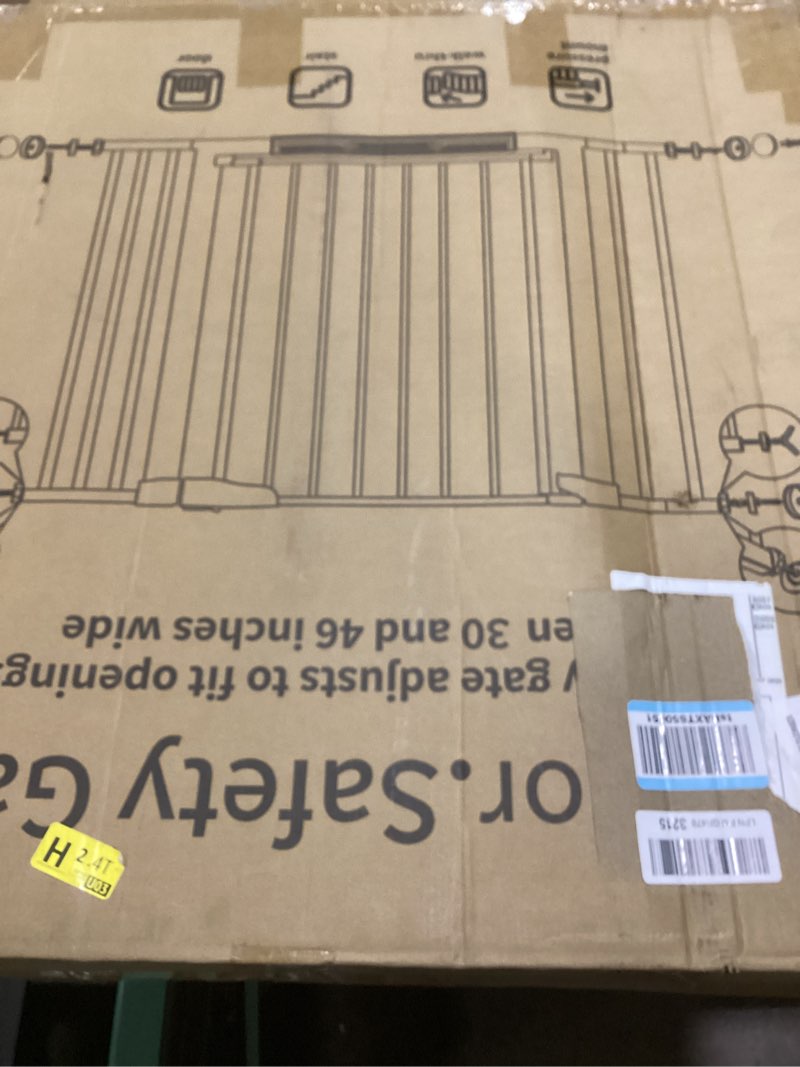 Condition photo showing Good Condition for cumbor 29.7-46" baby gate for stairs, mom's choice awards winner-auto close dog gate for the house, easy install pressure mounted pet gates for doorways, easy walk thru wide safety gate for dog, brown brown 29.7"-46"w x 30.5"h