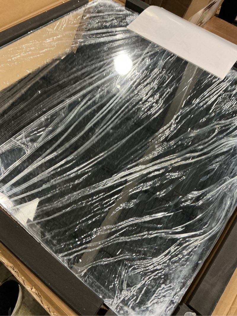 Condition photo showing Good Condition for ciliber beveled mirror, 24x24 square bathroom mirror rounded corner, 3mm tempered glass, 18 inch frameless vanity mirror with beveled edge for bathroom, bedroom, living room and entryway rounded rectangle beveled 24"l x 24"w