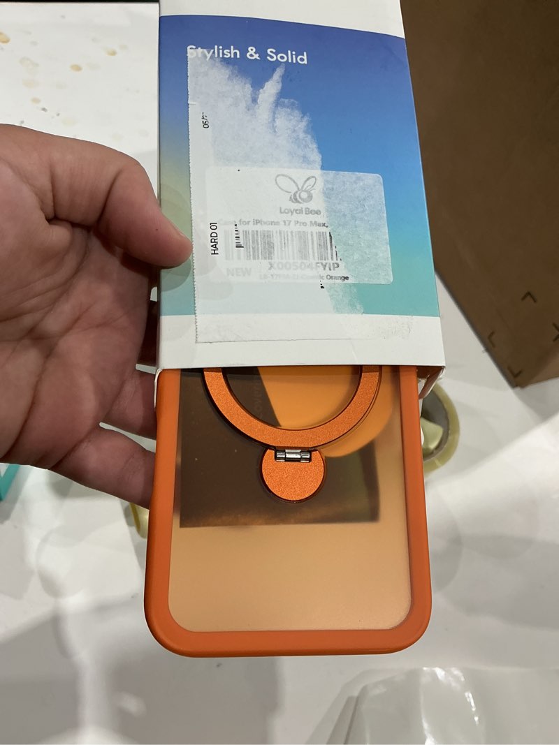 Condition photo showing Good Condition for for iphone 17 pro max case [ 360° spin magnetic stand] [full camera protection] compatible with magsafe, 15ft military-grade protection, translucent anti-slip phone case 6.9'', cosmic orange