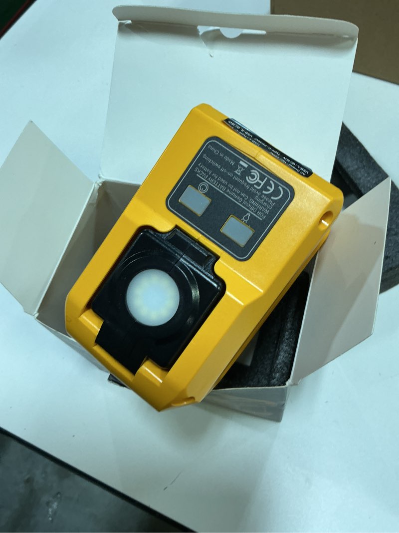 Condition photo showing New/Like New for azocek 220w power inverter compatible with dewalt 20v battery(battery not included), dc 20v to ac 110v, 2 usb ports & 1 type-c fast charging, 400lm led work light 1-pack yellow