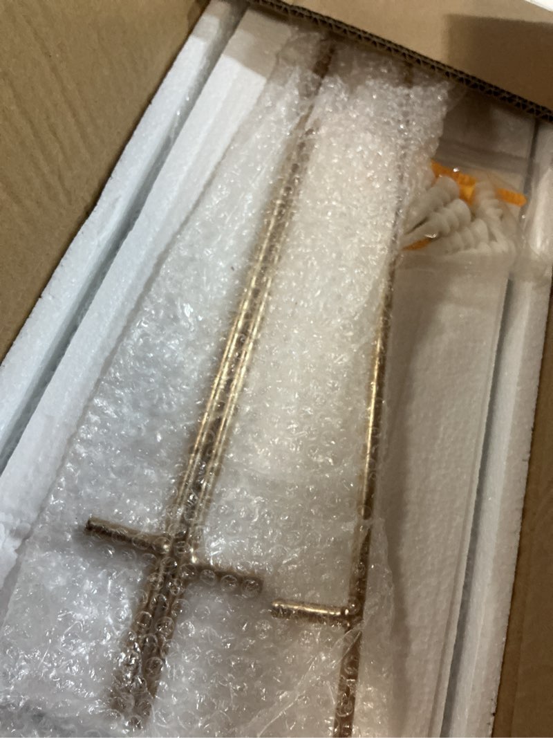 Condition photo showing Good Condition for wopitues floating shelves with gold metal guardrail, shelves for wall decor set of 3, wall shelves for bedroom, bathroom, kitchen, living room, plants, picture frames, art- white and gold white and gold 15.7 inch